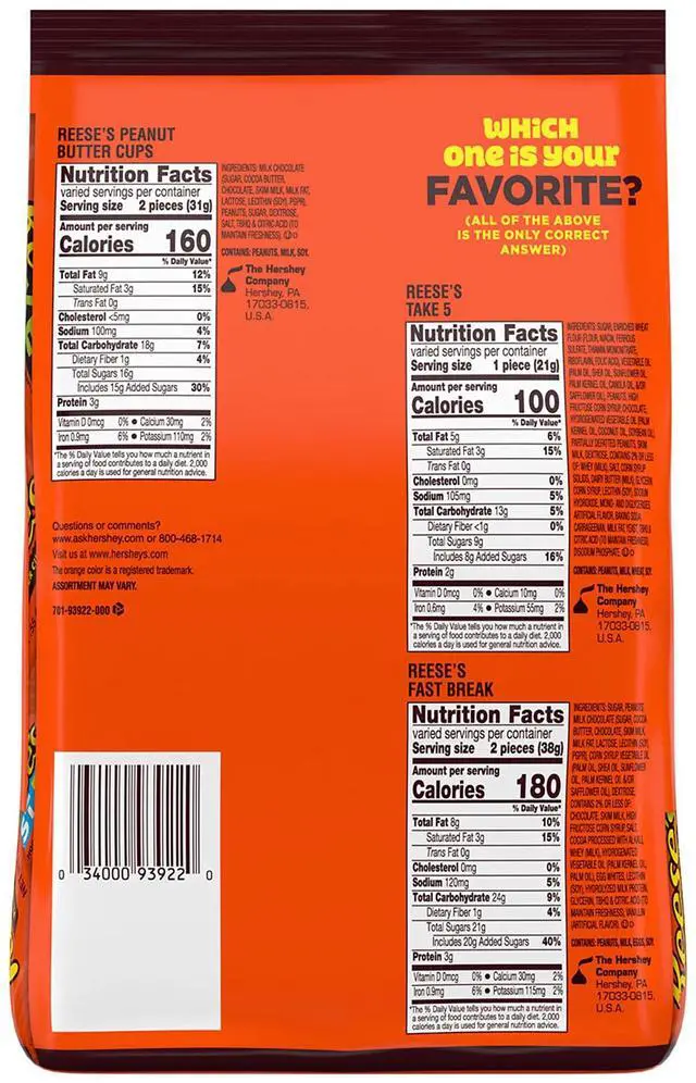 Alt view image 9 of 12 - REESE'S Milk Chocolate Peanut Butter Assortment Snack Size Candy Individually Wrapped 32.06 oz Bulk Party Bag (3400093922) HEC93922