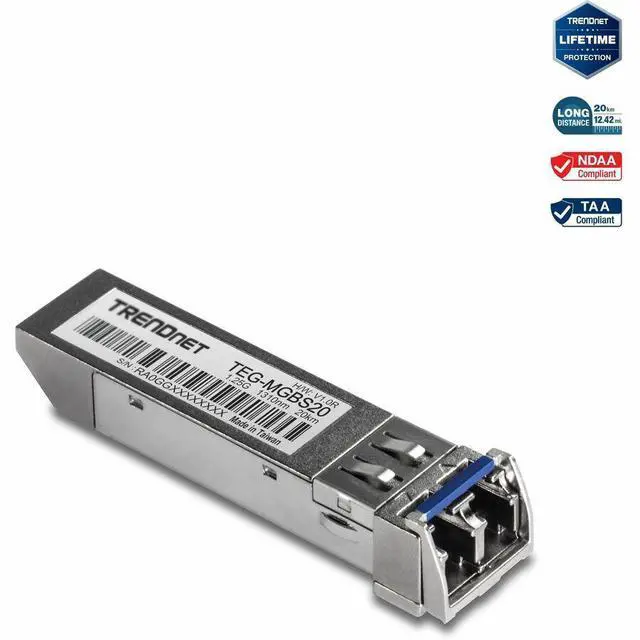 Alt view image 13 of 13 - TRENDnet TEG-MGBS20, SFP Single Mode LC Module (20km)
