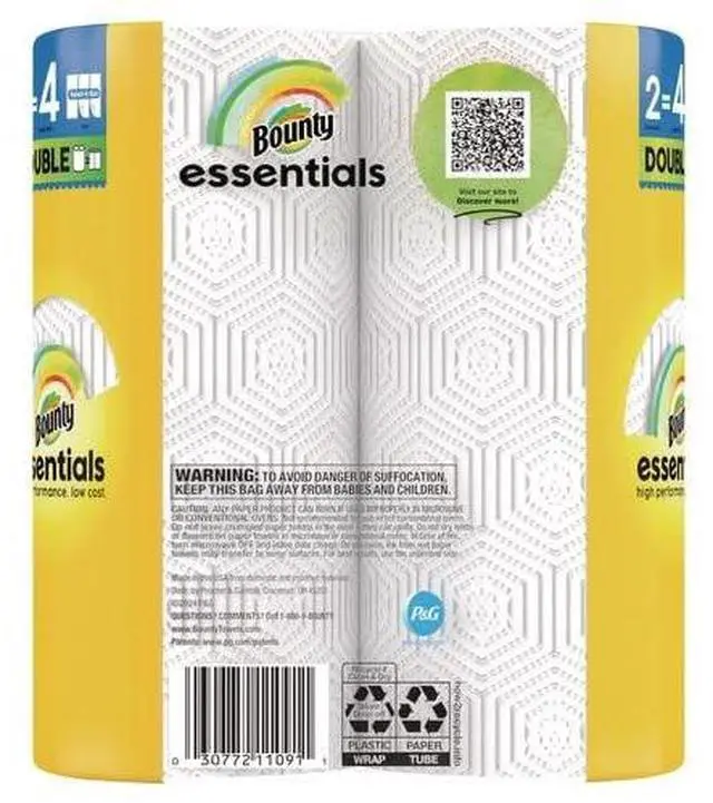Alt view image 4 of 4 - Essentials Select-A-Size Kitchen Roll Paper Towels 2-Ply White 108 Sheets/Roll 2/Pack 8 Packs/Carton 80782402