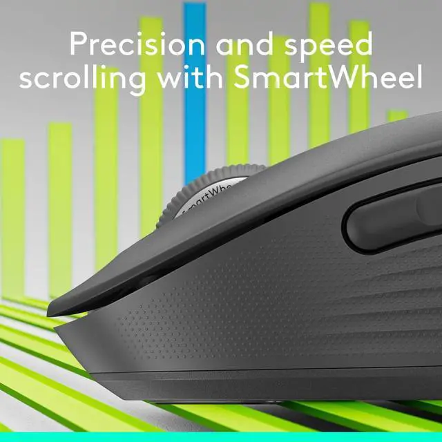 Alt view image 8 of 13 - Logitech Signature Plus M750 L Mouse - Optical - Wireless - 32.81 ft - Bluetooth/Radio Frequency - 2.40 GHz - Graphite - USB - 2000 dpi - Scroll Wheel - 6 Button(s) - Large Hand/Palm Size - 1 x AA Bat