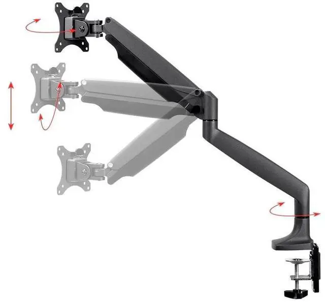 Alt view image 13 of 18 - Monoprice Smooth Full Motion Single Monitor Adjustable Gas Spring Desk Mount - Black For Large Screens, Supports Up To 34 inch Monitors, 19.8 LBS Display Weight - Workstream Collection