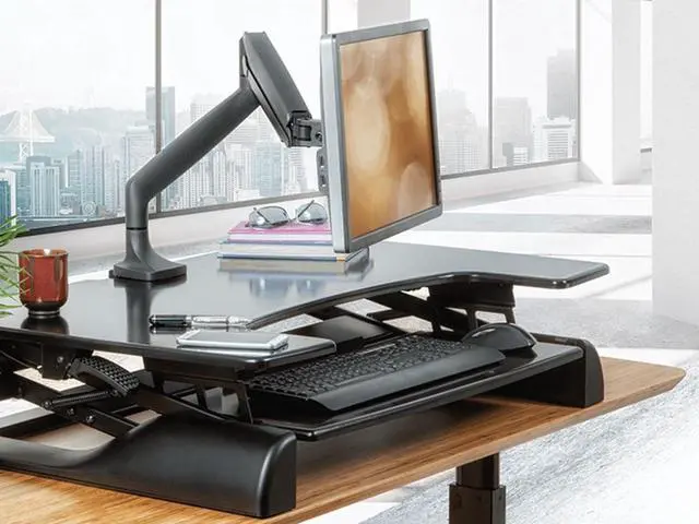 Alt view image 18 of 18 - Monoprice Smooth Full Motion Single Monitor Adjustable Gas Spring Desk Mount - Black For Large Screens, Supports Up To 34 inch Monitors, 19.8 LBS Display Weight - Workstream Collection