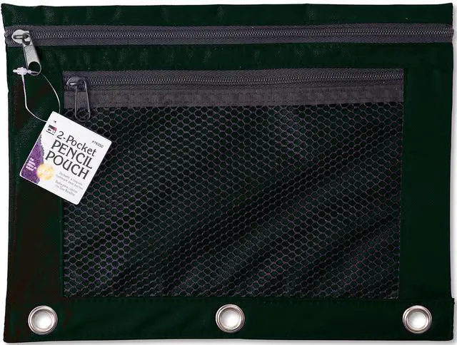 Alt view image 5 of 5 - Pencil Pouch - 2 Pocket with Mesh Front - Black - 6/Bag