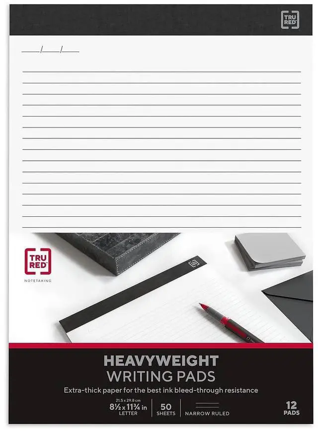 Alt view image 6 of 9 - TRU RED Notepads Narrow Rule White Sheets 8.5x11.75 50sht 12/Pack TR57384