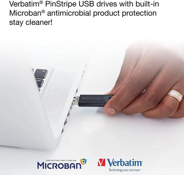 Alt view image 6 of 9 - PinStripe USB 3.0 Flash Drive 256 GB Black 49320