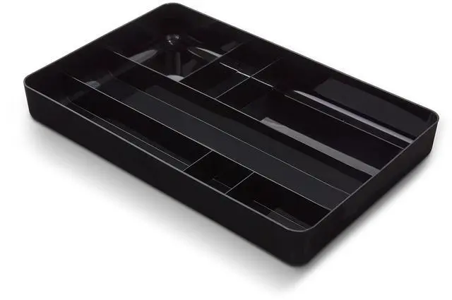 Alt view image 3 of 3 - Deep Plastic Drawer Organizer Seven Compartment 9.13x14.13x2.04 Black TR55351