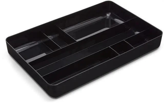 Alt view image 2 of 3 - Deep Plastic Drawer Organizer Seven Compartment 9.13x14.13x2.04 Black TR55351