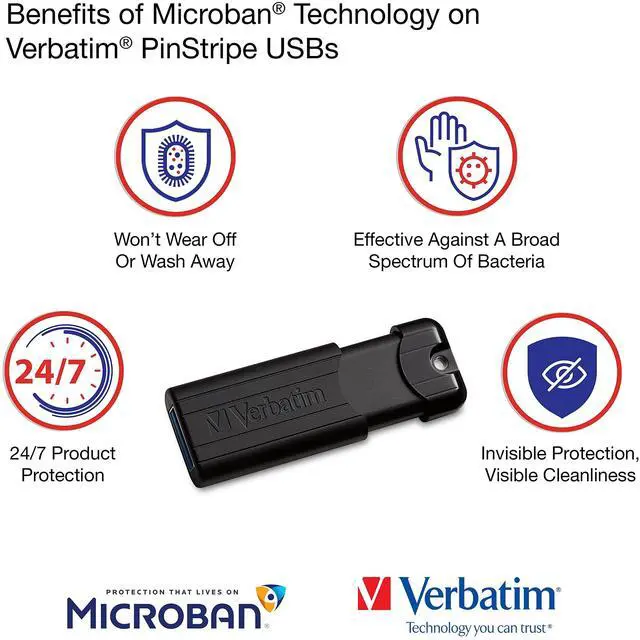 Alt view image 7 of 9 - PinStripe USB 3.0 Flash Drive 256 GB Black 49320