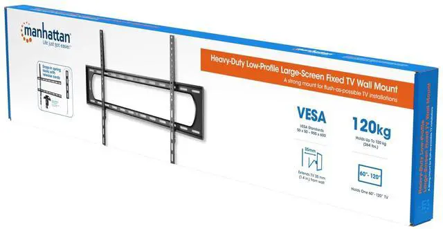 Alt view image 6 of 7 - Manhattan Heavy-Duty Low-Profile Large-Screen Fixed TV Wall Mount 461917