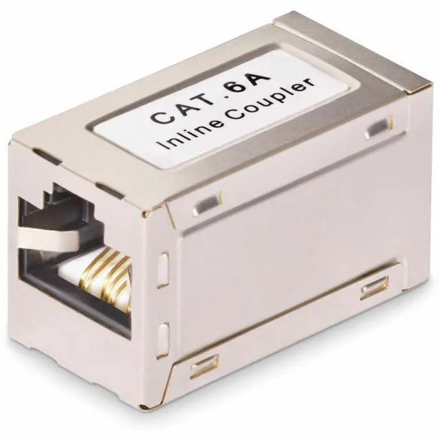 Main image of StarTech.com Shielded RJ45 Coupler, Inline Cat6a Coupler, F/F - network coupler - silver - IN-CAT6A-COUPLER-S1