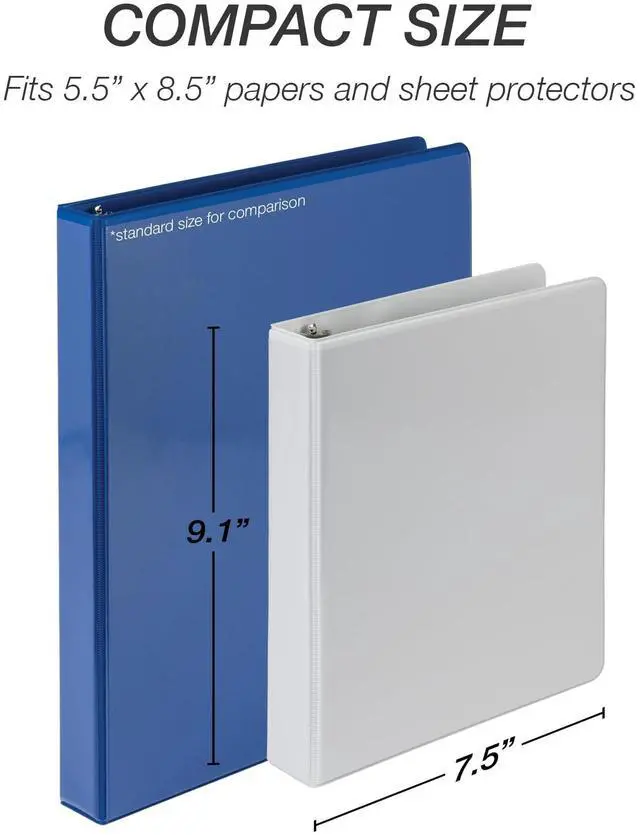 Alt view image 9 of 12 - Economy Round Ring View Binders 3 Rings 1" Capacity 8.5 x 5.5 White 6/Carton MP28507
