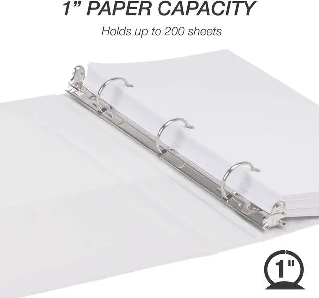 Alt view image 8 of 12 - Economy Round Ring View Binders 3 Rings 1" Capacity 8.5 x 5.5 White 6/Carton MP28507