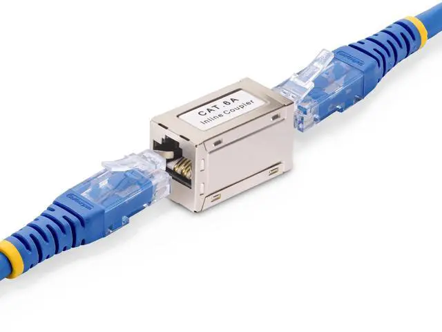 Alt view image 4 of 5 - StarTech.com Shielded RJ45 Coupler, Inline Cat6a Coupler, F/F - network coupler - silver - IN-CAT6A-COUPLER-S1