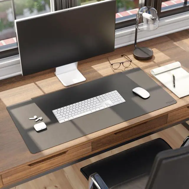 Alt view image 8 of 8 - Smead Vegan Leather Desk Pads 36 x 17 Charcoal 64828