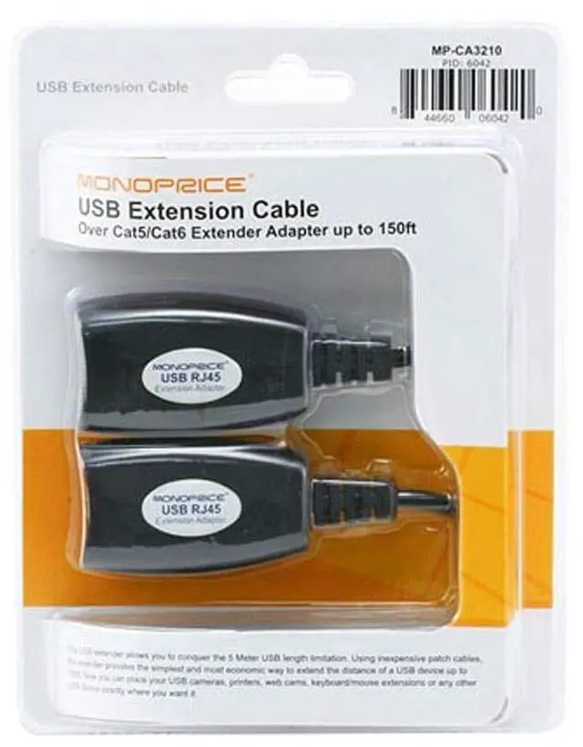Alt view image 14 of 14 - Monoprice USB Extender over Cat5e or Cat6 Connection, up to 150ft