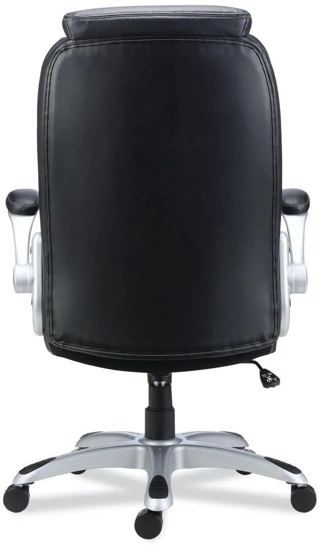 Alt view image 4 of 5 - Alera Leithen Bonded Leather Midback Chair Supports Up to 275 lb Black Seat/Back Silver Base ALELT4249
