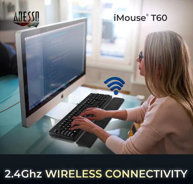 Alt view image 11 of 16 - Adesso iMouse T60 TouchPad - Optical - Wireless - 32.81 ft - Radio Frequency - 2.40 GHz - USB - 1600 dpi - SymmetricalAA Battery Supported