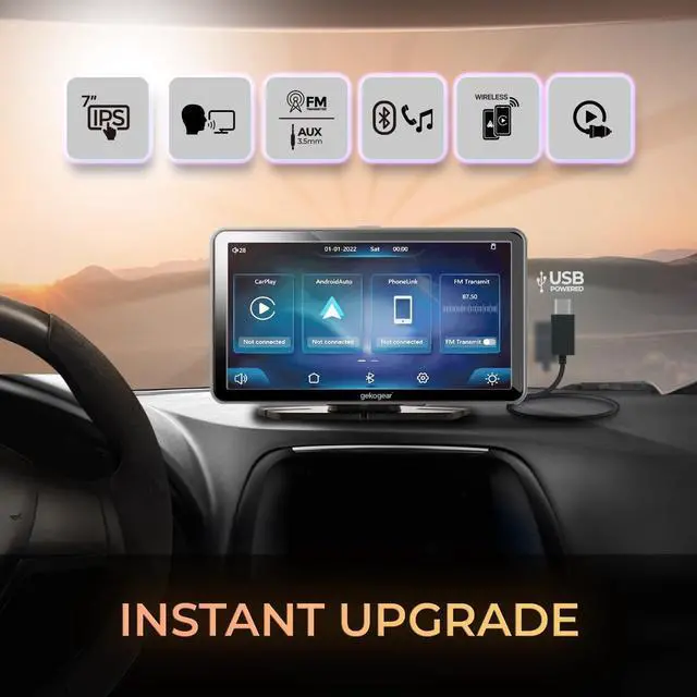 Alt view image 9 of 14 - GekoGear Orbit C100 7-Inch Infotainment Car Display, Apple/Android Compatible