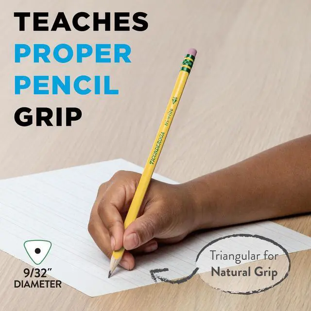 Alt view image 6 of 7 - Tri-Write Triangular Pencil HB #2 Black Lead Yellow Barrel 8/Pack X13852