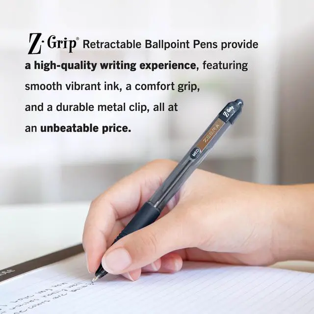 Alt view image 3 of 6 - Zebra Z-Grip Ballpoint Pen Retractable Medium 1 mm Assorted Colors 24Pk 12224