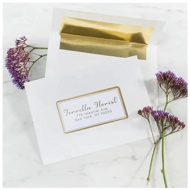 Alt view image 9 of 14 - Avery Matte White Shipping Labels with Metallic Gold Borders, 2" x 4", 100 Blank Shipping Labels (6541)