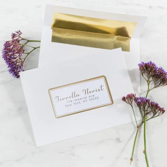 Alt view image 10 of 14 - Avery Matte White Shipping Labels with Metallic Gold Borders, 2" x 4", 100 Blank Shipping Labels (6541)