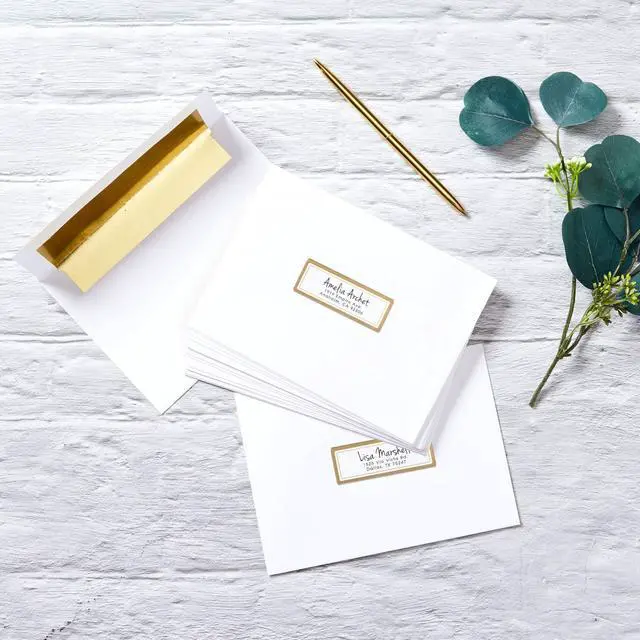 Alt view image 9 of 14 - Avery Matte White Address Labels with Metallic Gold Borders, 1" x 2-5/8", 300 Blank Address Labels (6540)