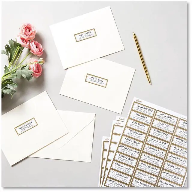 Alt view image 8 of 14 - Avery Matte White Address Labels with Metallic Gold Borders, 1" x 2-5/8", 300 Blank Address Labels (6540)
