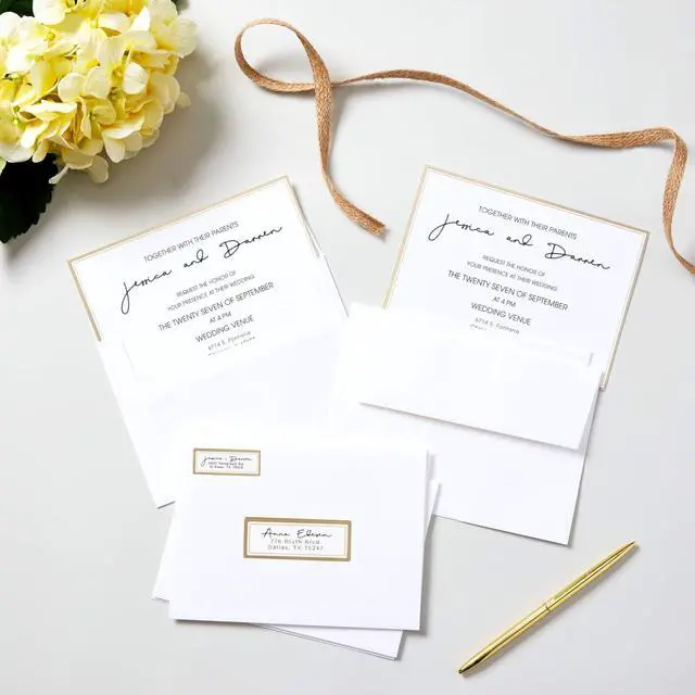 Alt view image 12 of 14 - Avery Matte White Address Labels with Metallic Gold Borders, 1" x 2-5/8", 300 Blank Address Labels (6540)