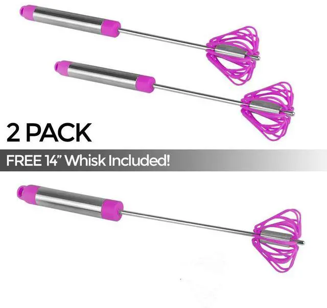 Alt view image 3 of 3 - Ronco Self Turning Turbo Kitchen Utensil Cooking Mixing Whisk Purple (3 Pack)
