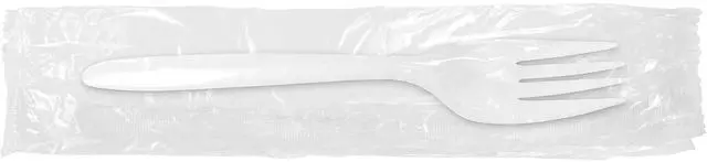 Alt view image 2 of 3 - Berkley Square Individually Wrapped Fork, Plastic, White, 1,000/Carton