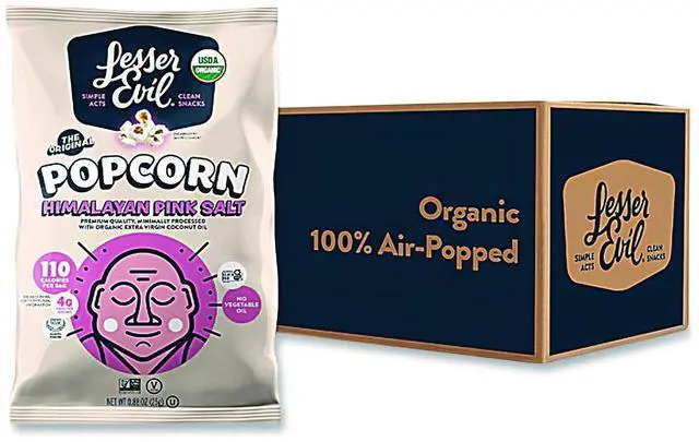 Alt view image 3 of 3 - LesserEvil Organic Popcorn, Himalayan Pink Salt, .88 Ounce, 18 Count