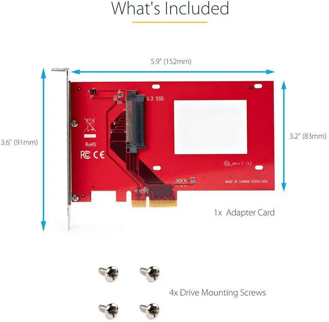 Alt view image 12 of 13 - StarTech PCIe 4.0 x4 Adapter for 2.5" U.3 NVMe SSDs PEX4SFF8639U3