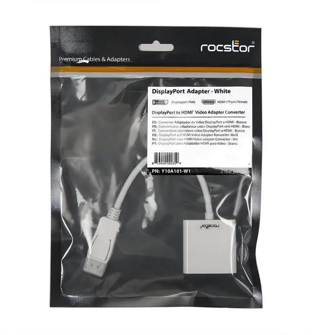 Alt view image 8 of 8 - Rocstor Y10A101-W1 Rocstor DisplayPort (Male) to HDMI (Female) Adapter Converter - 1 Pack - 1 x DisplayPort Male Digital Audio/Video - 1 x HDMI Female Digital Audio/Video - 1920 x 1200 Supported -
