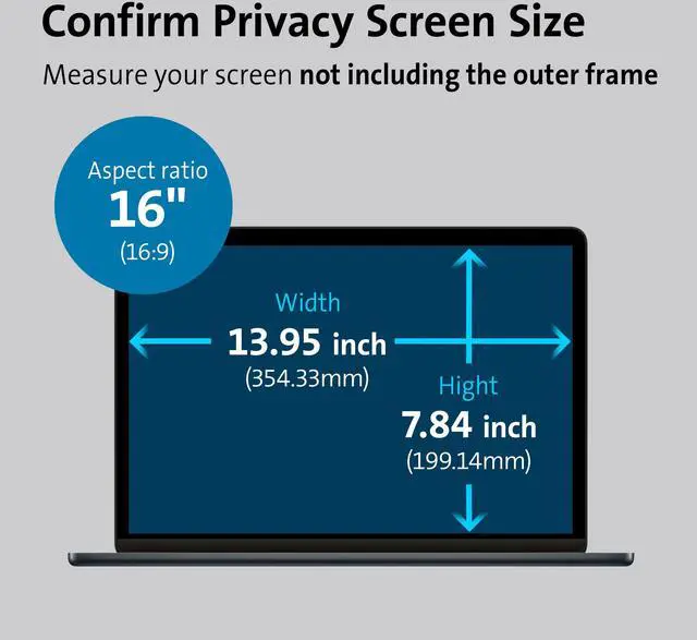 Alt view image 15 of 16 - Kensington FP160W9 Privacy Screen for 16.0" Widescreen 16:9 Laptop K52125WW