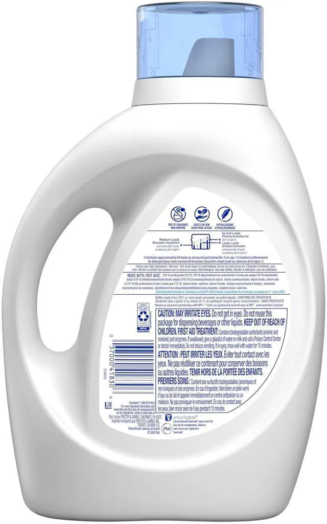 Alt view image 3 of 8 - Tide Free and Gentle Liquid Laundry Detergent Unscented 92 oz Bottle 80355232