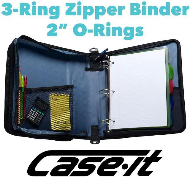 Alt view image 10 of 14 - Case-it Universal 2-Inch 3-Ring Zipper Binder, Holds 13 Inch Laptop, Black, LT-007-BLK