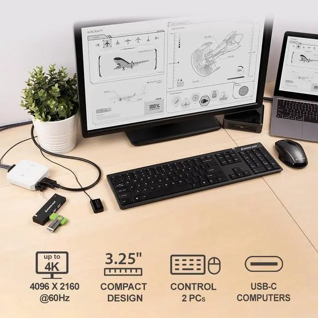Alt view image 16 of 20 - IOGEAR 2-Port 4K USB-C KVM Switch with DisplayPort output GCS72CC