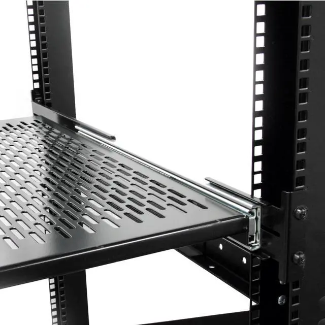 Alt view image 7 of 9 - StarTech.com Server Rack Shelf - 2U - 20 to 30in Adjustable Mounting Depth - Vented - Server Rack Cabinet Shelf - 24in D