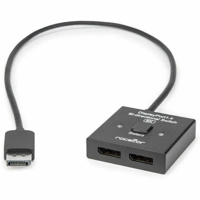 Alt view image 8 of 8 - Rocstor Premium DisplayPort1.4 Bi-directional Switcher for 8K - 4K, 8K - 7680 x 4320 - 3 x DisplayPort
