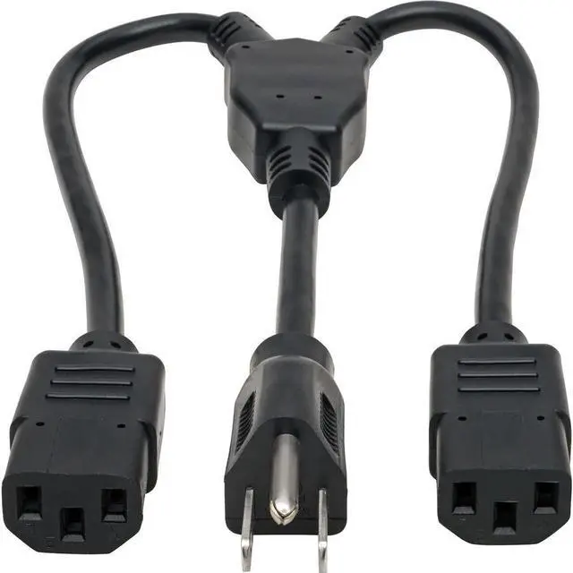 Alt view image 14 of 18 - Tripp Lite P004-18N-2C13 C14 Male to C13 Female Splitter, PDU Style - C14 to 2x C13, 10A, 100–250V, 18 AWG, 18 in., Black