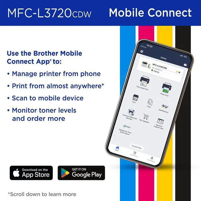 Alt view image 5 of 9 - Brother MFC-L3720CDW Wireless Compact Digital Color All-in-One Printer