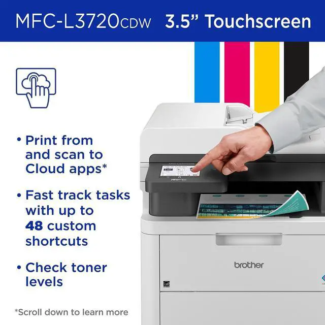 Alt view image 9 of 9 - Brother MFC-L3720CDW Wireless Compact Digital Color All-in-One Printer