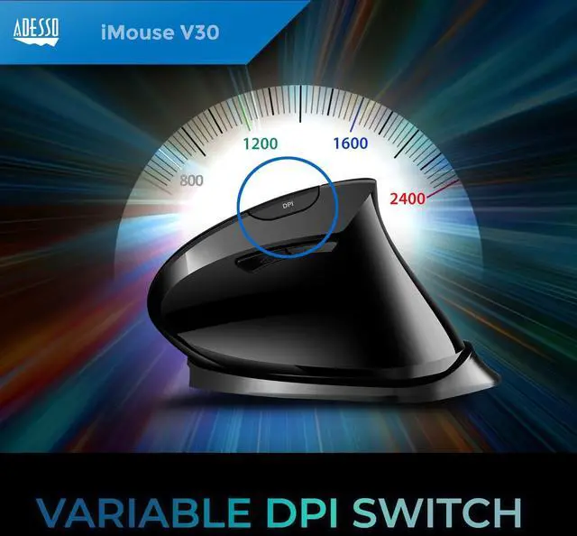 Alt view image 5 of 7 - Adesso iMouse V30 2.4GHz Wireless Adjustable Vertical Ergonomic Mouse iMouseV30