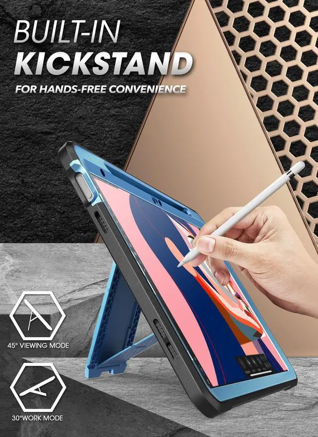 Alt view image 5 of 6 - Supcase For Ipad 10Th Generation Case With Screen Protector (Unicorn Beetle Pro)  [Built-In Stand & Pencil Holder] Heavy Duty Rugged Protective Case For Ipad 10Th Gen 10.9 Inch (2022)  Blue
