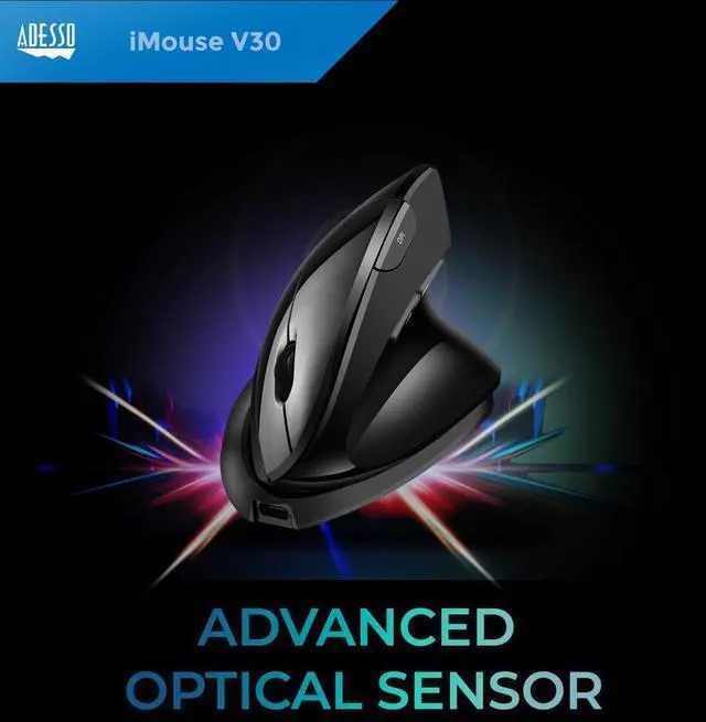 Alt view image 4 of 7 - Adesso iMouse V30 2.4GHz Wireless Adjustable Vertical Ergonomic Mouse iMouseV30