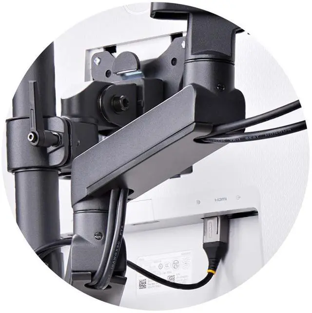 Alt view image 11 of 15 - Startech Triple monitor desk mount with support up to 27" monitors with height adjustable articulating arms - VESA 75x75/100x100, Tool-Less Arm Adjustments, C-Clamp/Grommet Mount