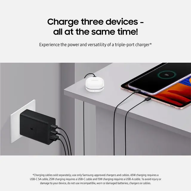 Alt view image 11 of 13 - Samsung 65W Trio Power Adapter, Black EP-T6530NBEGUS