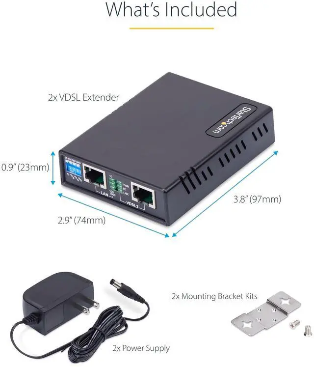 Alt view image 11 of 14 - StarTech.com VDSL2 Ethernet Extender Kit over Single Pair Wire - Up to 0.6mi (1km) LAN Repeater over RJ11/CAT5e/CAT6   VDSL-LAN-EXTENDER-1G