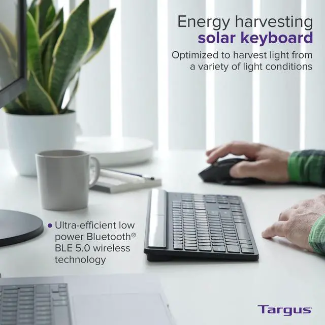 Alt view image 3 of 7 - Targus Sustainable Ergonomic EcoSmart Keyboard AKB871US